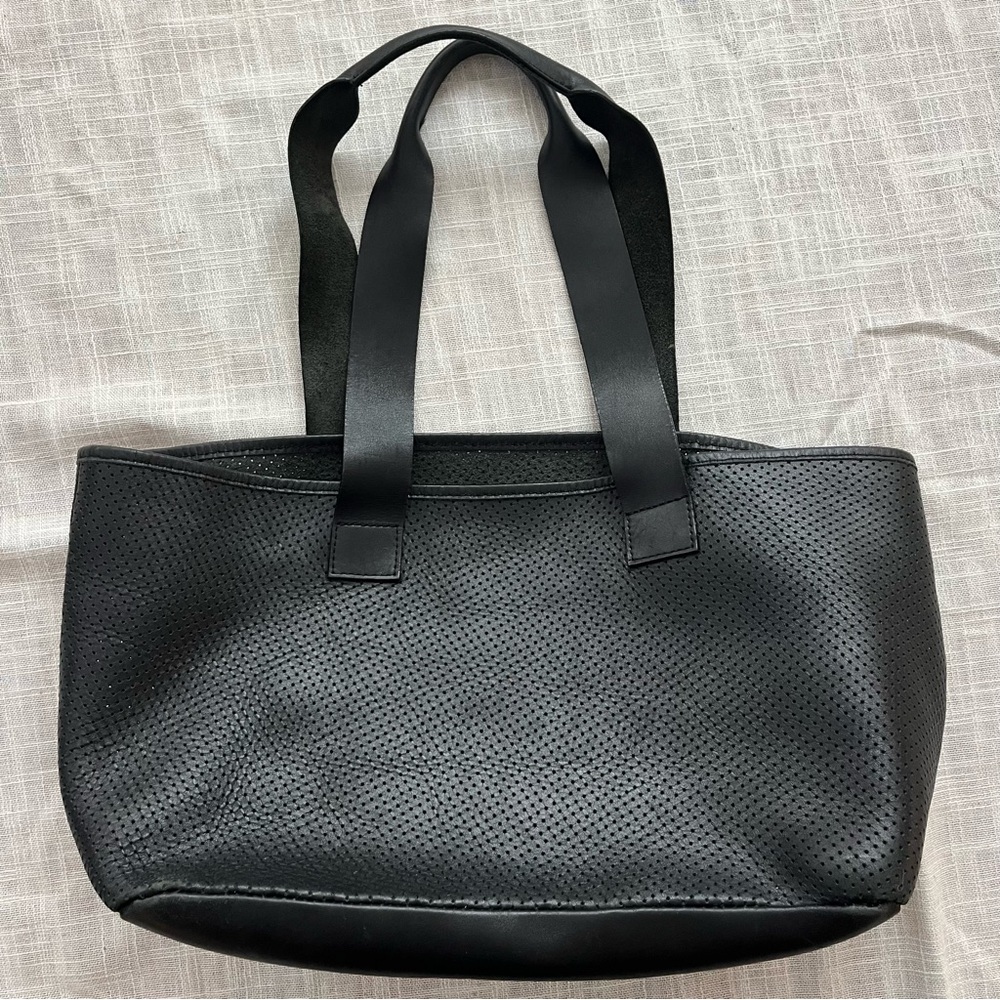 Black Leather Mesh Tote